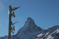 Radar station for avalanche monitoring in Zermatt.[37]