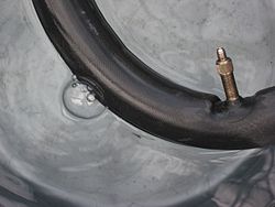 A bicycle inner tube with valve stem