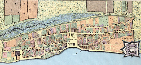 1763 map of St. Augustine, capital of British East Florida drawn by Thomas Jeffrey of the Royal Engineers