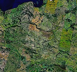 An enlargeable satellite image of Poland