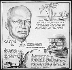 Carter Woodson biographical cartoon by Charles Alston, 1943