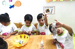 Crafts at an Indian preschool, 2014