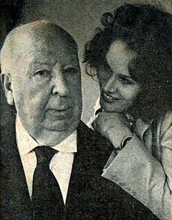 Hitchcock with Karen Black during a press junket for Family Plot (1976)