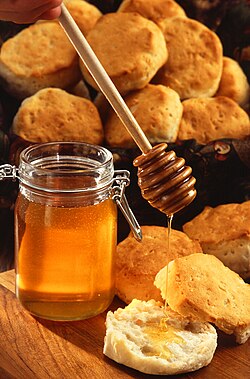 Honey being drizzled