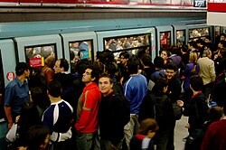 Chileans in the metro in Santiago de Chile