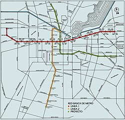 Projected metro network for 1987 according to the original plans.