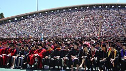 Cornell's commencement ceremony at Schoellkopf Field, the university's on-campus outdoor stadium, in 2008