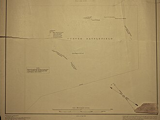 1:5260 of Custer battlefield – surveyed 1891, detailing U.S. soldiers' body locations