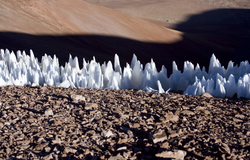 Penitentes ice formations at the southern end of the Chajnantor plain in Chile