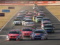 The start of a race at Queensland Raceway in 2011.