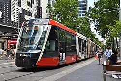 A Citadis 305 operating on the Sydney Light Rail network