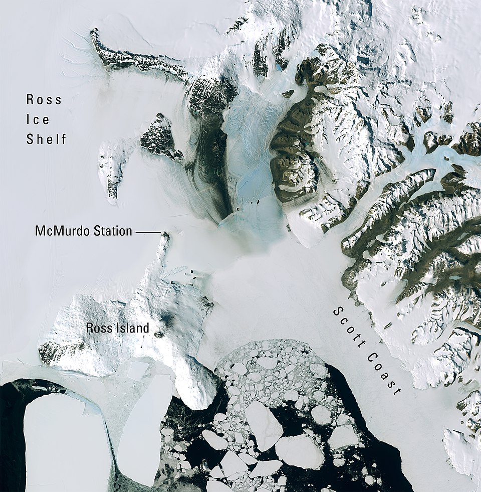 Ross Island and McMurdo Sound. (south is up)