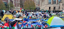 New tents added on the West Lawn, where the Gaza Solidarity Encampment was reestablished, April 21.