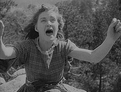 The scene where Flora flees into the forest (pictured) pursued by the black character Gus moved a viewer to fire shots at the screen to help her.[113]