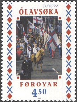 Ólavsøka – Horses and sportspeople on parade on 28 July