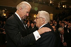 Kissinger and U.S. vice president Joe Biden at the Munich Security Conference in February 2009