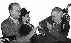 Edgar Bergen and his dummy Charlie McCarthy with W. C. Fields on The Chase and Sanborn Hour