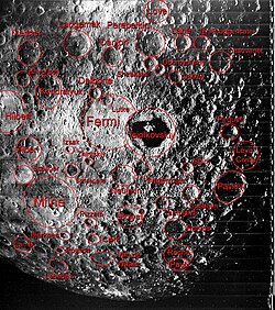 Some of the features of the geography of the far side of the Moon are labeled in this image