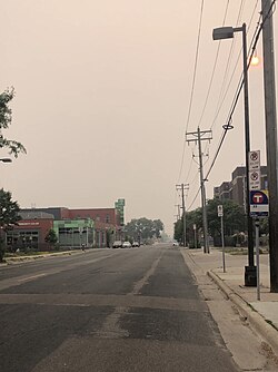 Wildfire smoke in Minneapolis on June 14