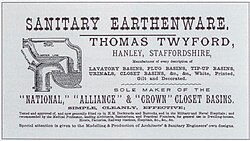 Advertisment from 1884 for an earthenware toilet
