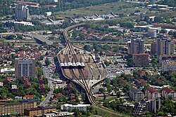 Main railway station as seen from Mount Vodno