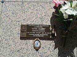 James's tomb at Inglewood Park Cemetery