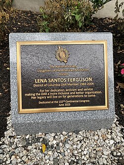 Commemorative plaque honoring Lena Santos Ferguson at DAR Constitution Hall