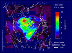 Satellite measurements of ash and aerosol emissions from Mount Pinatubo