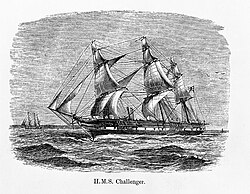 HMS Challenger undertook the first global marine research expedition in 1872.