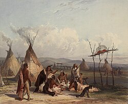 Funeral scaffold of a Sioux chief (Karl Bodmer)