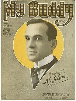 1922 sheet music cover with image of singer Al Jolson