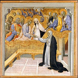 The Mystic Marriage of Saint Catherine of Siena (1347–1380) by Giovanni di Paolo, c. 1460 (Metropolitan Museum of Art, New York)