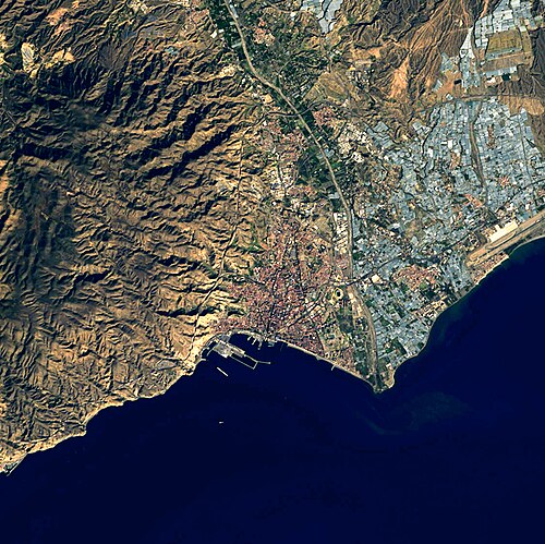 Satellite view centered on Almería