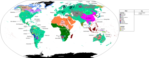 Map of the main language families of the world