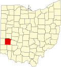 Map of Ohio highlighting Montgomery County