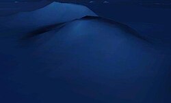 3-D depiction of Hodgkins Seamount with Bowie Seamount in the background
