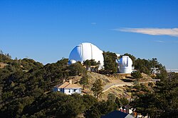 Lick Observatory's Shane 120-inch (3-meter) telescope (center) along with the nearby Automated Planet Finder 100-inch (250-centimeter) reflector