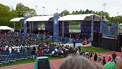 The University of New Hampshire commencement in 2007, at which George H. W. Bush and Bill Clinton spoke