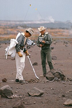 Lovell (left) and Haise during geology training in Hawaii, January 1970