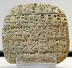 A clay tablet with cuneiform writing