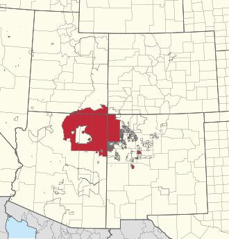 Map of the Navajo Nation shown within the Four Corners region of the Southwestern United States