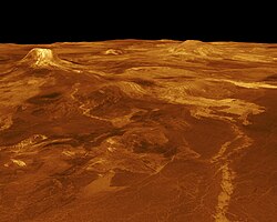 Computer-generated imagery of Venusian topography data