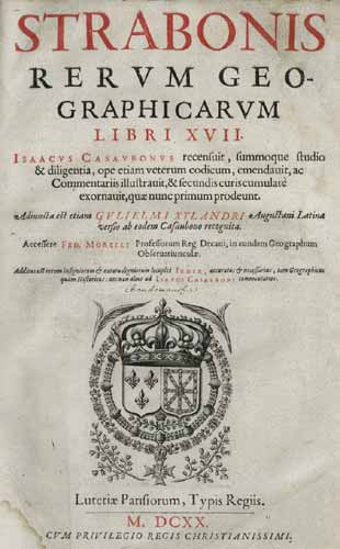 Title page from Isaac Casaubon's 1620 edition of Geographica
