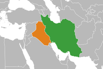 Iraq (orange) and Iran (green)