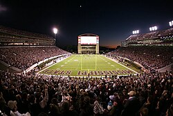 Davis Wade Stadium at the previous record-setting capacity of 58,103 against Alabama. Since renovation and expansion, the new attendance record is 62,945, set in 2014 against Auburn.[62]