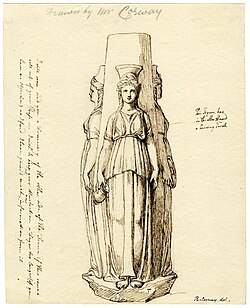 Sketch of a stone Hecataion. Richard Cosway, British Museum.