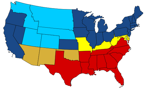 US secession map, showing the Union and the Confederacy Union states Union territories not permitting slavery Southern Border Union states, permitting slavery (One of these states, West Virginia, was created in 1863, while KY, WV and MO had dual competing Confederate and Unionist governments) Confederate states Union territories that permitted slavery (claimed by Confederacy) at the start of the war, but where slavery was outlawed by the US in 1862