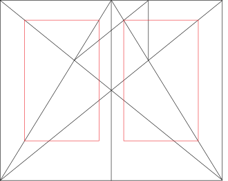 Page spread with J. A. van de Graaf's construction of classical text area (print space) and margin proportions[21]