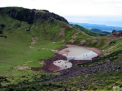 Baengnokdam crater lake of the mountain Hallasan in winter, South Korea