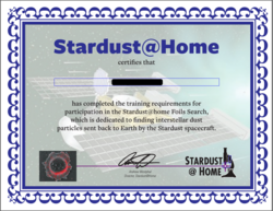 Stardust@Home certificate